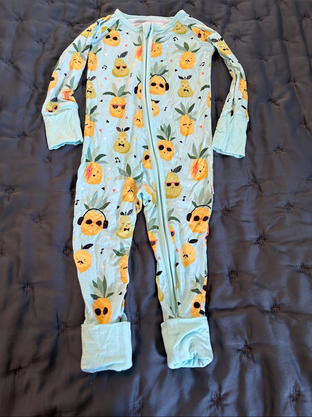 Little Sleepies Light Blue Pineapple Print Footie Pajamas